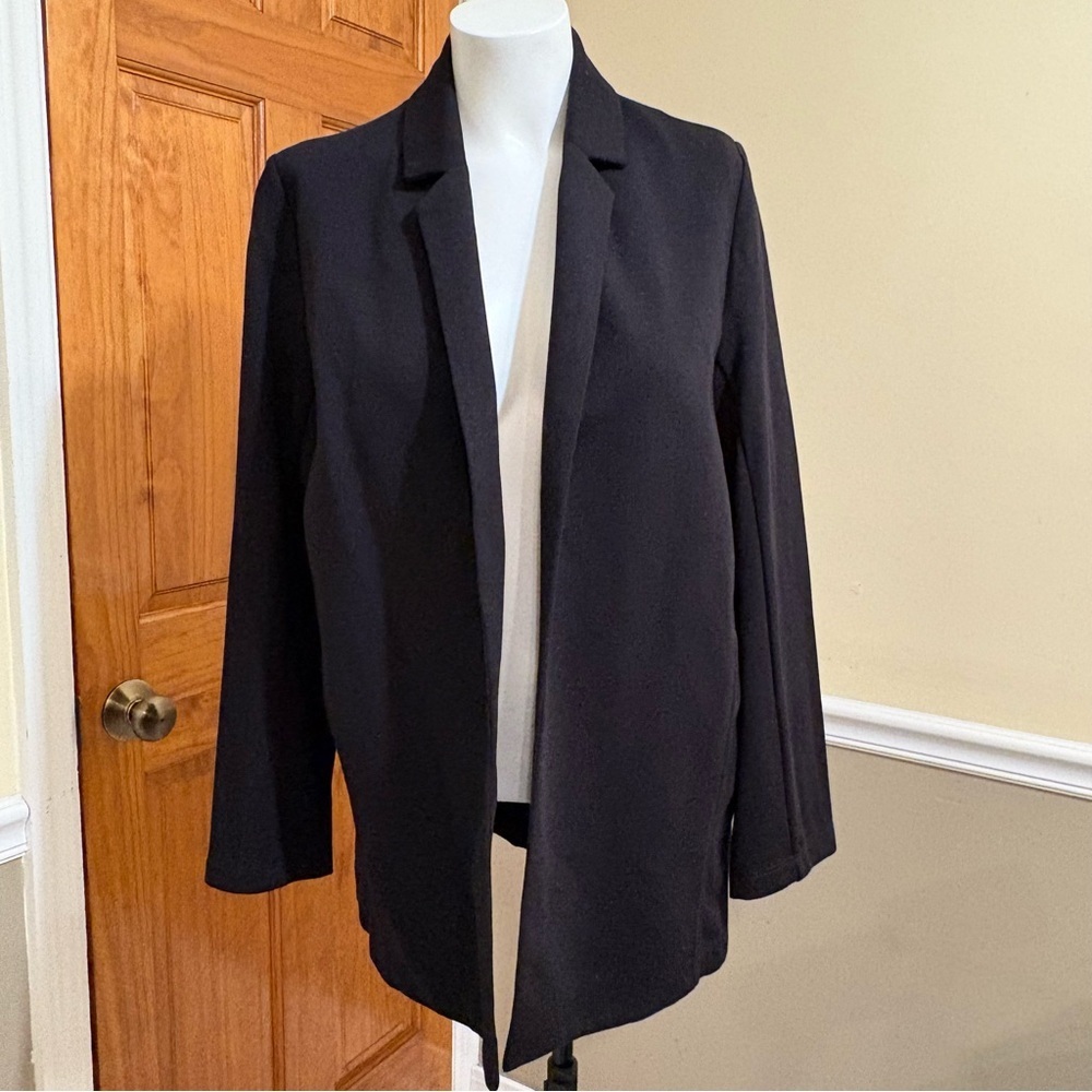 NWT Eileen Fisher Notch Collar Lyocell Blend Elegant Black Jacket /Blazer Sz.PL